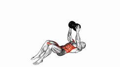Crunch abdominal con disco sobre la cabeza